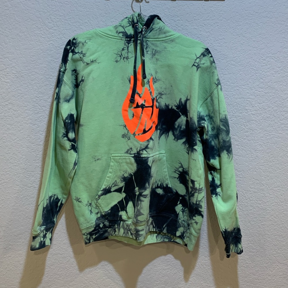 Green and Black Tie-Dye Hoodie with GMM Logo